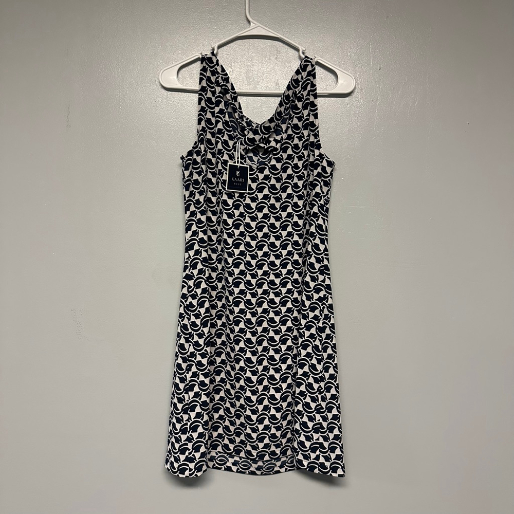 Women's KAARI BLUE Navy White Palm Explosion Sleeveless Dress Size small - Picture 6 of 6